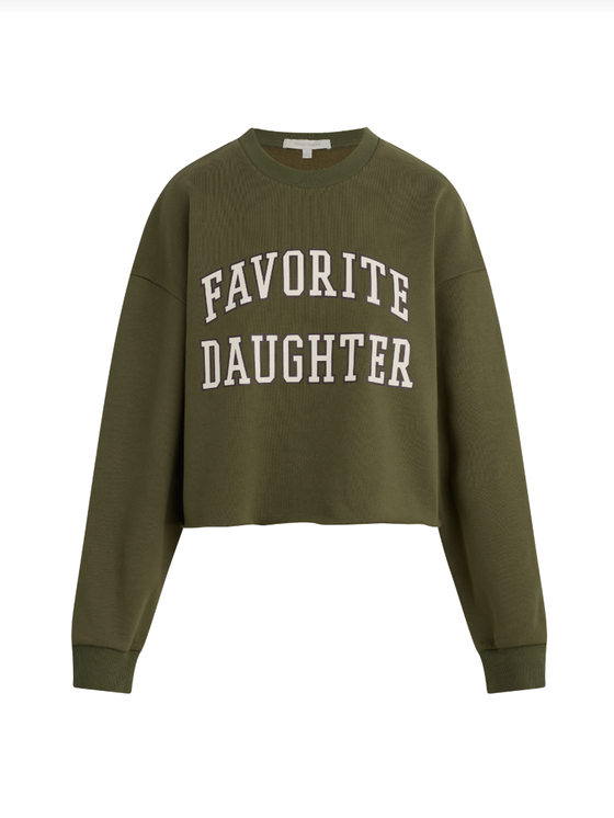 Favorite Daughter The Cropped Collegiate Sweatshirt in smoketree gardenia