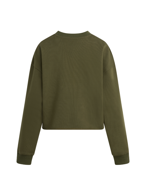 Favorite Daughter The Cropped Collegiate Sweatshirt in smoketree gardenia