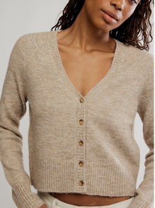  Free People School Girl Cardi in Feather Grey Melange