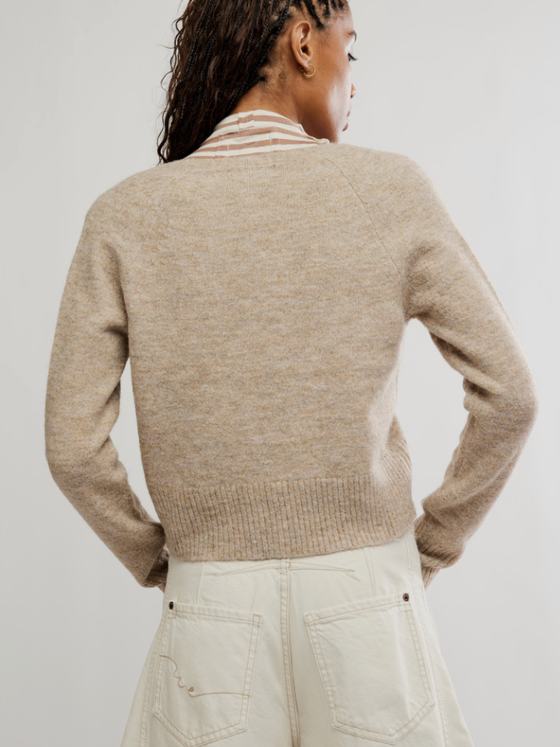 Free People School Girl Cardi in Feather Grey Melange