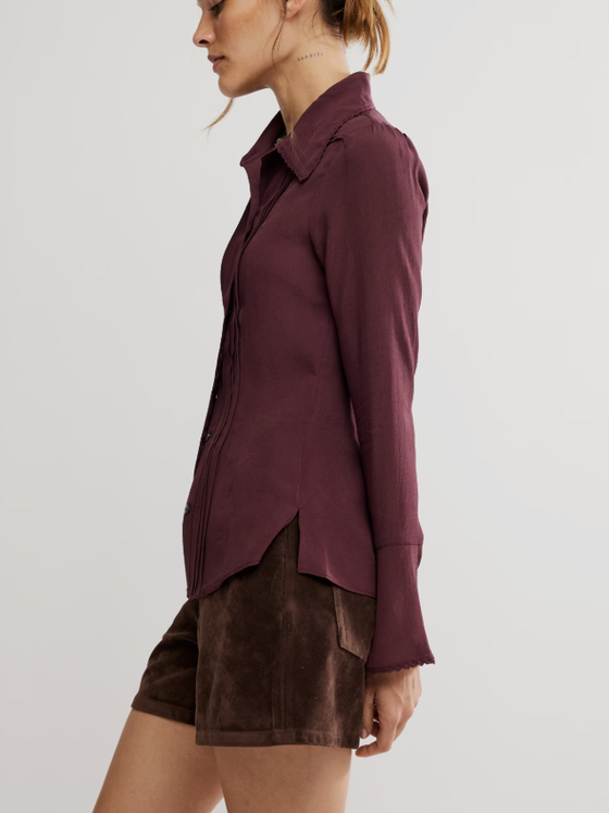 Free People Melrose Top in Chocolate Grape purple