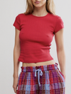 Free People Wait A Minute Baby Tee in Lipstick Red