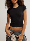 Free People Wait A Minute Baby Tee in Anthracite