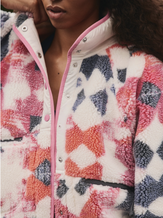 Free People Movement Hit The Slopes Printed Fleece Jacket in Mystic Meadow