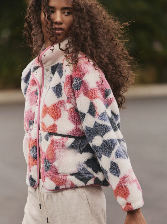 Free People Movement Hit The Slopes Printed Fleece Jacket in Mystic Meadow