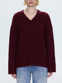  Pistola Talia Chunky V-Neck Sweater in Claret