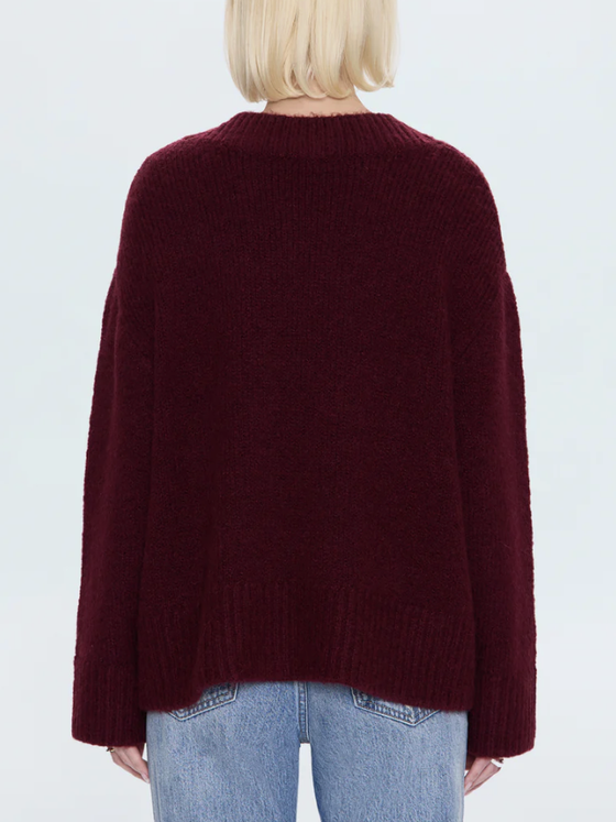 Pistola Talia Chunky V-Neck Sweater in Claret