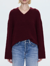 Pistola Talia Chunky V-Neck Sweater in Claret