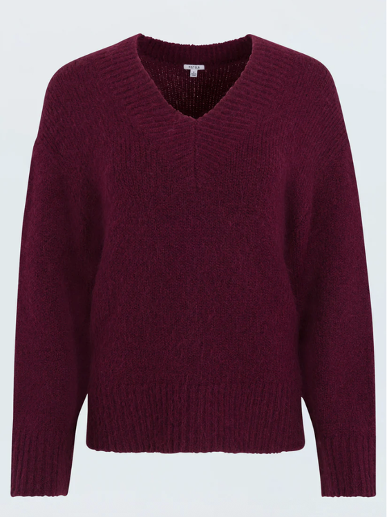Pistola Talia Chunky V-Neck Sweater in Claret