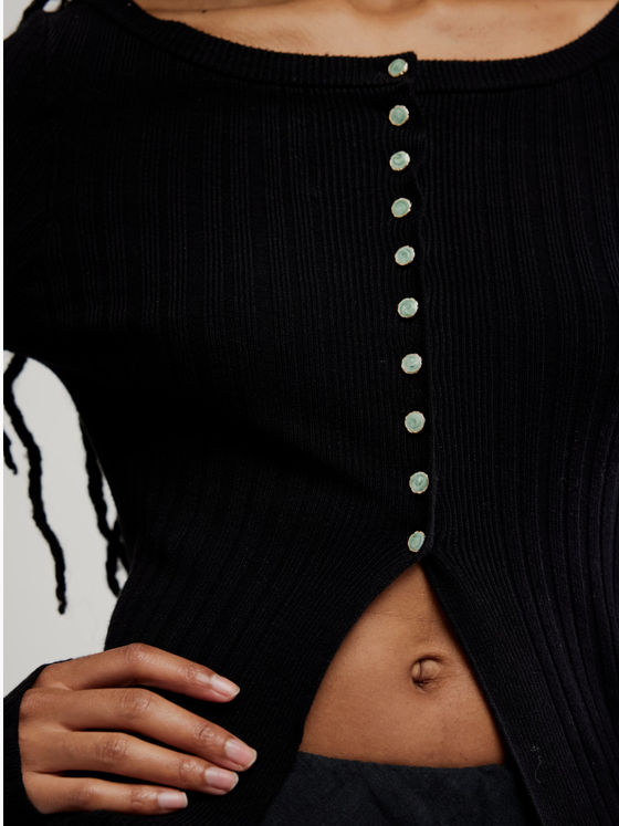 Free People East Side Cardigan in Black