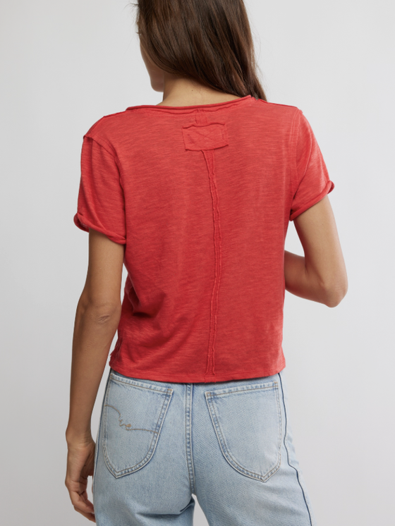 Free People Take 2 Tee in Racing Red Combo