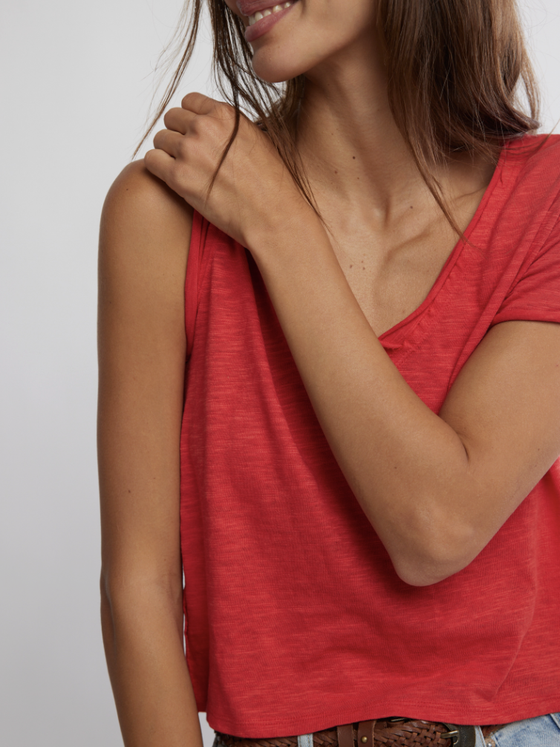 Free People Take 2 Tee in Racing Red Combo