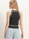 HYFVE Contrast Trim Sleeveless Ribbed Top in black