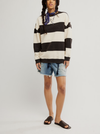 Free People's We The Free Classic Striped Oversized Crewneck in Black Combo