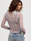 Free People Lyric Sheer Lace Long Sleeve Turtleneck Top in Tea Combo