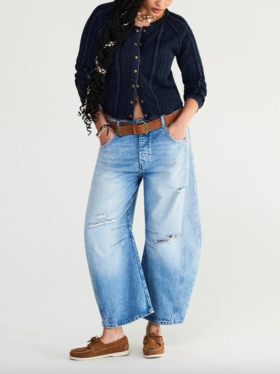 We The Free Good Luck Mid-Rise Barrel Jeans