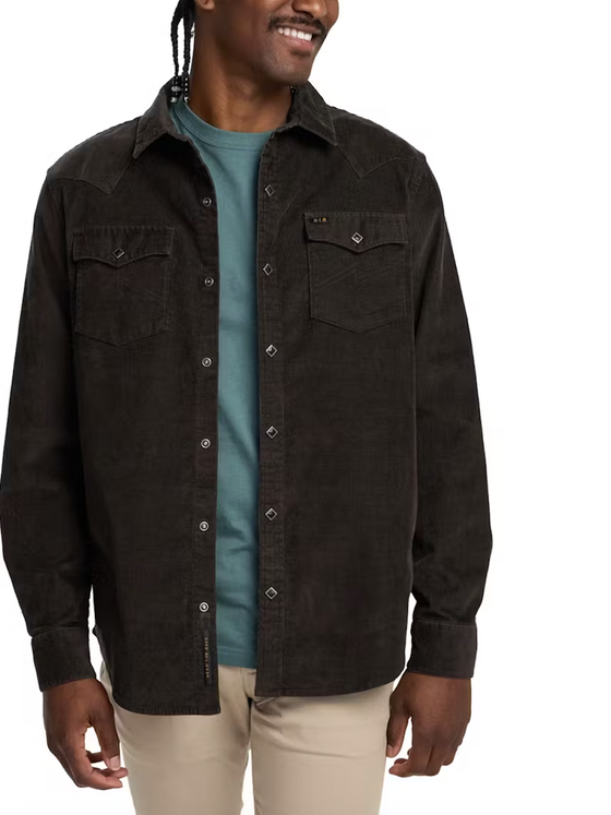 Howler Bros Banning Corduroy Snapshirt in Antique Black