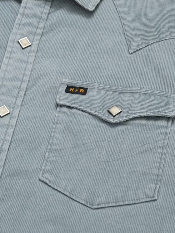 Howler Bros Banning Corduroy Snapshirt in Iron Blue