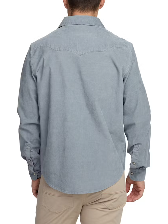 Howler Bros Banning Corduroy Snapshirt in Iron Blue
