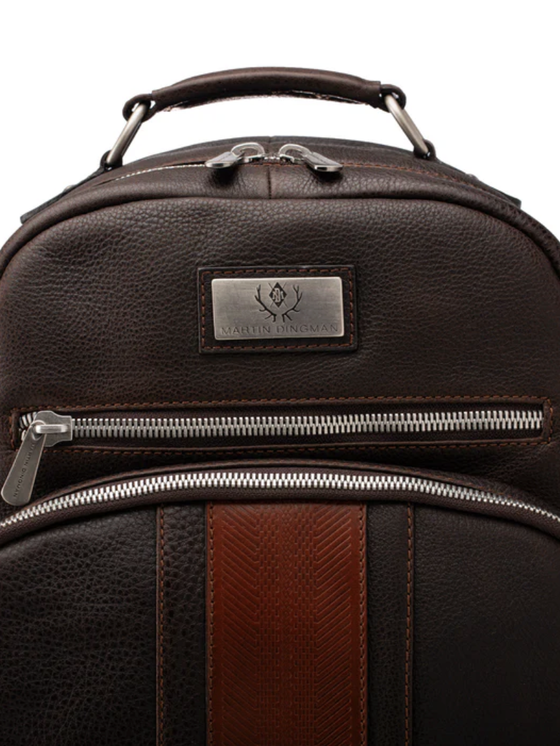 Martin Dingman Rudyard Saddle Leather Globe Trotter Backpack in Chocolate brown