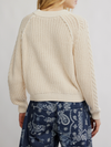 Free People Frankie Cable Sweater in Buttercream white ivory