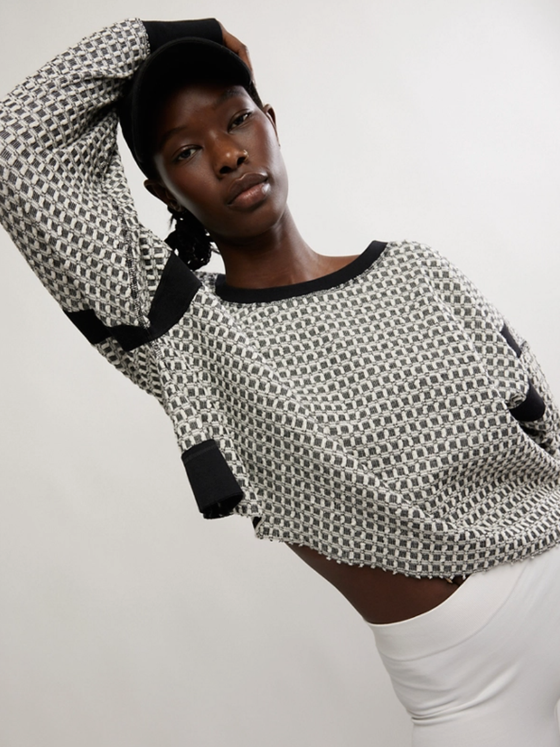 Free People My Time Layer Textured Black White Combo