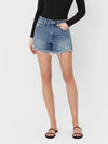Vervet Douro Valley - High Rise Frayed Hem A Line Denim Shorts