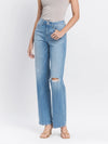 Vervet Literary - High Rise Distressed Slim Wide Leg Jeans