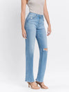 Vervet Literary - High Rise Distressed Slim Wide Leg Jeans
