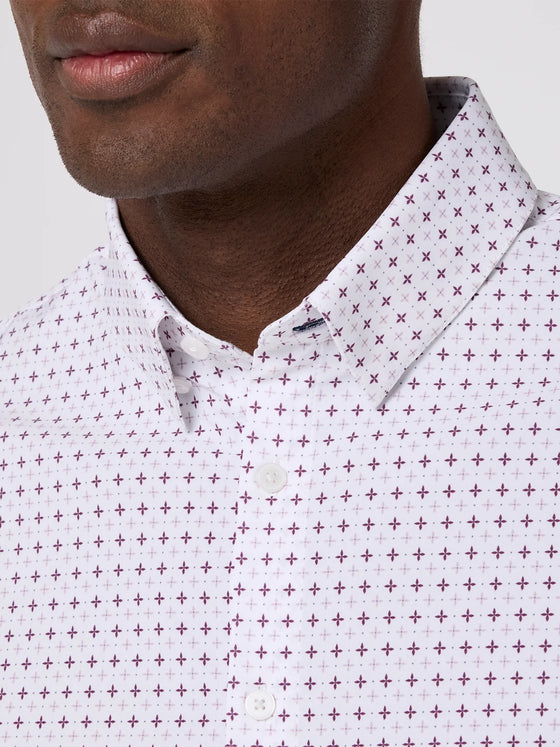 Leeward Dress Shirt in Eggplant Hatch Mark