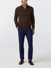 Mizzen + Main's Heritage Quarter Zip Sweater in Espresso Heather