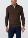 Mizzen + Main's Heritage Quarter Zip Sweater in Espresso Heather