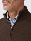 Mizzen + Main's Heritage Quarter Zip Sweater in Espresso Heather