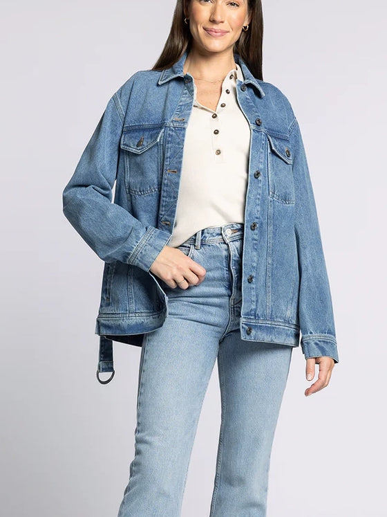 Thread & Supply Nevada Jacket in Medium Wash belted denim jacket