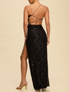 Luxxel Textured Animal Mesh Dress in Black