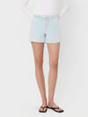 Vervet Stripe - High Rise Drawstring Striped Denim Shorts