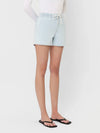 Vervet Stripe - High Rise Drawstring Striped Denim Shorts