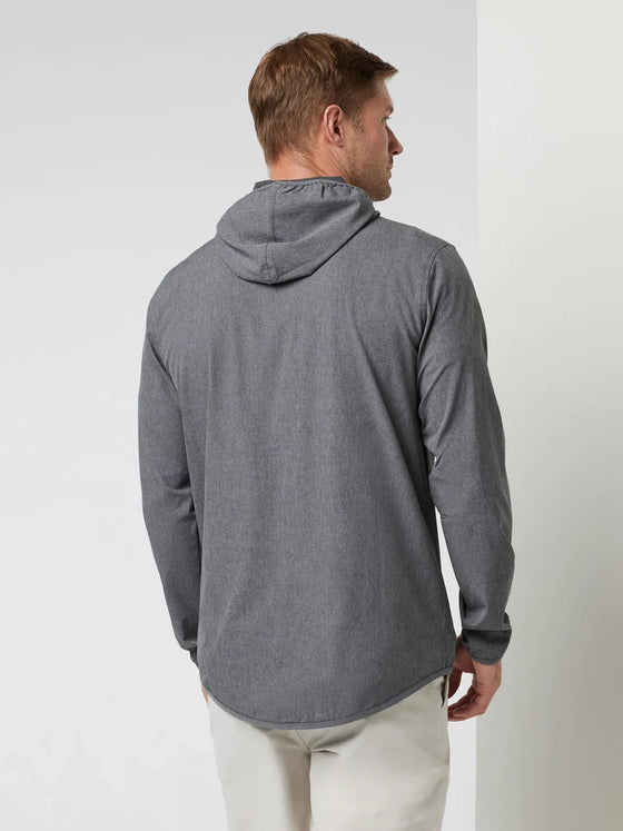 Vuori Men's Outdoor Trainer Shell in vintage charcoal linen texture zip up sweatshirt