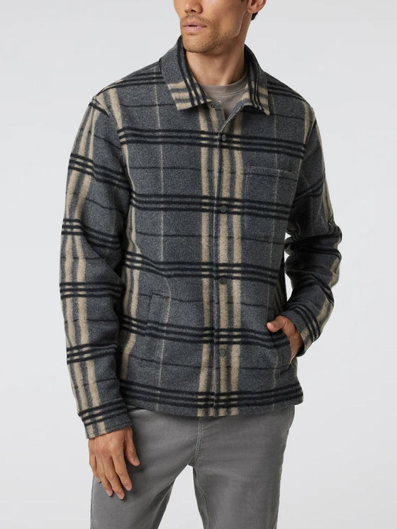 Vuori Ballard Shirt Jacket in Charcoal tan gray