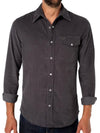 Criquet Long Sleeve Corduroy Pearl Snap in Charcoal