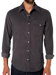  Criquet Long Sleeve Corduroy Pearl Snap in Charcoal