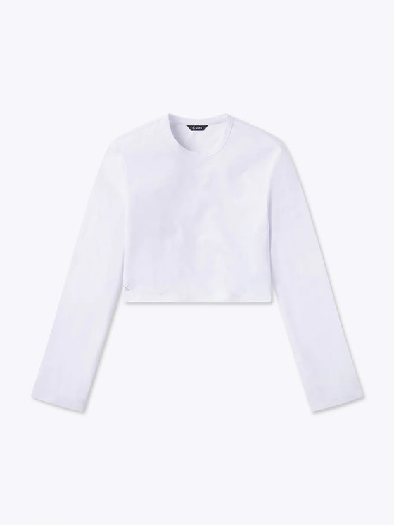 Cuts Long Sleeve Almost Friday Tee Cropped in White