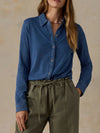 Faherty Brand Sunwashed Knit Shirt in Medium Indigo Wash