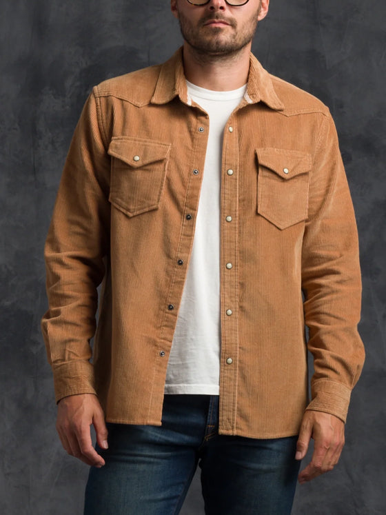 Ace Rivington Corduroy Western Shirt in Saddle Brown
