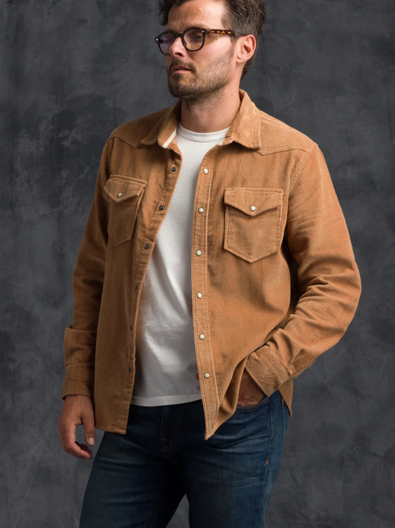 Ace Rivington Corduroy Western Shirt in Saddle Brown