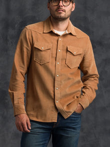  Ace Rivington Corduroy Western Shirt in Saddle Brown