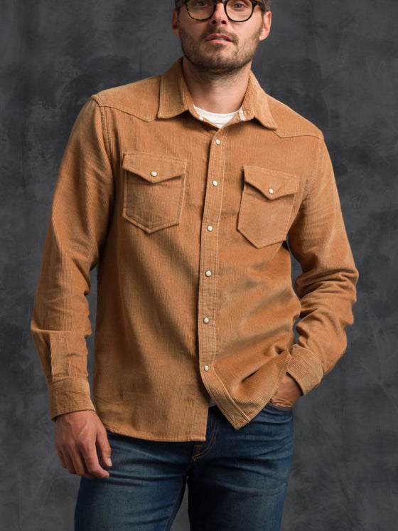 Ace Rivington Corduroy Western Shirt in Saddle Brown