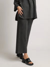 Beulah Style Straight Wide Leg Sweatpants in Charcoal