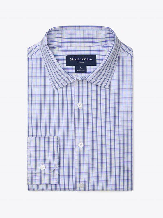 Leeward LS Dress Shirt in Purple Scott Plaid Mizzen and Main