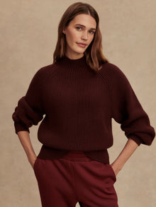 Varley Martina High Neck Rib Knit in Dark Chocolate